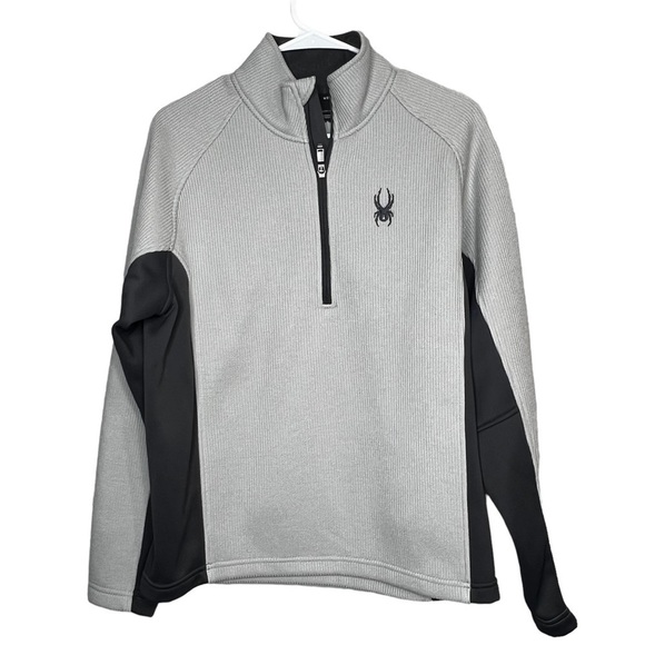 Spyder Mens Size S Core Sweater 1/4 Zip Performance Fleece Lined Pullover Gray - Picture 1 of 12